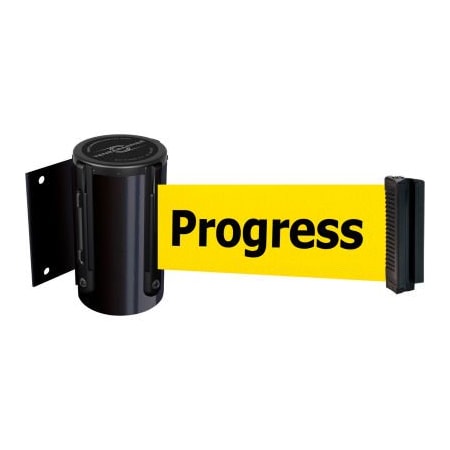 Lawrence Metal Prod. Tensabarrier Magnetic Retractable Belt Barrier, Black Case W/13' Yellow inCleaningin Belt 896-M-33-MAX-YC-D